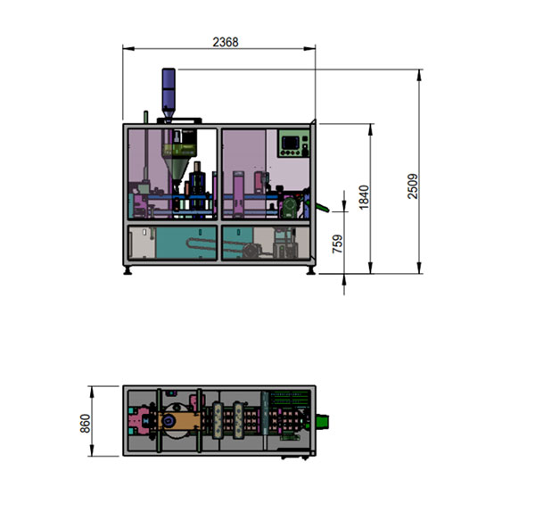 CCM-120全自动两列直线灌装封口机机械细节图